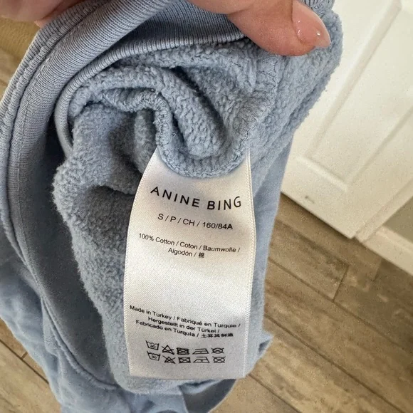 Anine Bing Blue Sweatshirt with Cream Logo - Picture 4 of 5